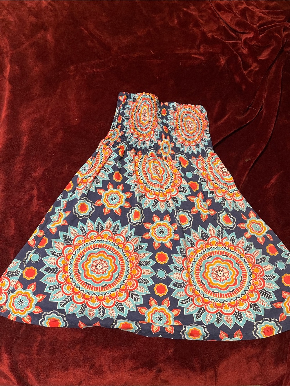 VENUS Multicolor Floral Smocked Top - Navy, Pink, Aqua, Yellow